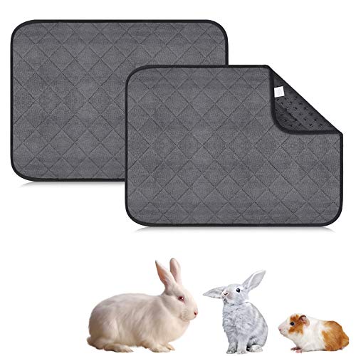 Unbekannt 2 Stück wiederverwendbare Pads für Meerschweinchenkäfig, Waschbare wasserdichte absorbierende Pads für Chinchilla Hedgehog Rabbit Cage, Grau, 60 x 45 cm von Unbekannt