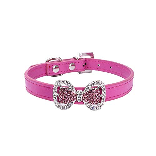 Générique Halsband für Hunde, Bowknot Diamond Dog Cat Leder Halsband für Haustiere, elegant und beliebt von Unbekannt