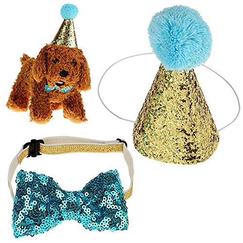 Générique Haustier Katze Hund Geburtstag Hüte Bowknot Elegant Blingbling Party Kostüm Hut Kostüm Hüte Blau Exquisite Ausführung von Unbekannt