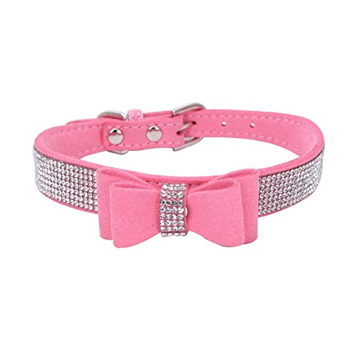Halsbänder für Haustiere, Strass, Lederfaser, Bogen-Katzenhalsband für Hunde, glitzernd, Diamanten, verstellbares Halsband für Haustiere, Premium-Qualität von Unbekannt