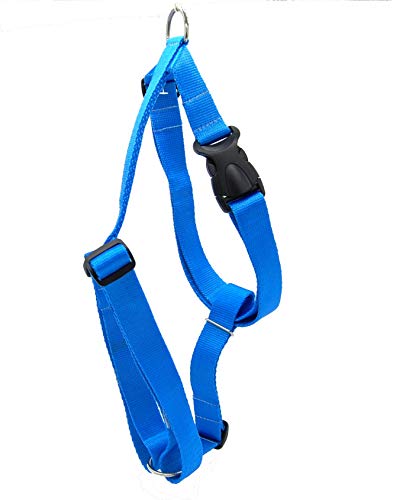 Hunde Brustgeschirr aus weichem Nylon Gurtband für mittelgroße bis große Hunde orange grün blau M, L, XL (XL 55 cm - 102 cm, Blau) von Unbekannt