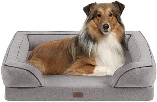 MARTHA STEWART Bella Orthopädisches Hunde-Lounge-Sofa, abnehmbarer Bezug, Rundumschutz, vierseitige Nackenrolle, 50,8 cm B x 63,5 cm L, Grau von Martha Stewart