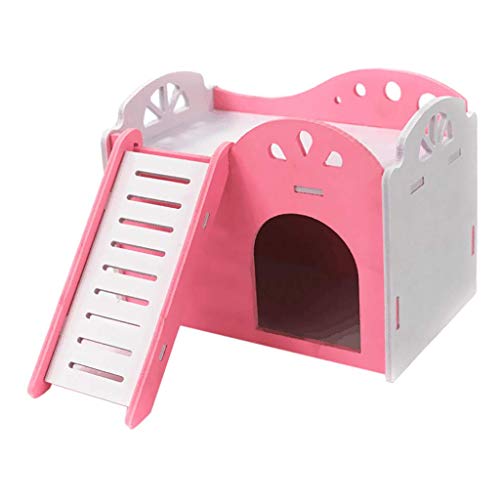 Rattenhaus aus Holz mit Treppen-Design – Natürliches, lustiges Hamsternest, Spielzeug für Kleintiere, für Eichhörnchen, Vögel, Hamster – 2 Farben optional AOD (Pink) von Unbekannt