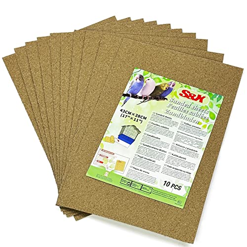 S&X Sandblätter für Vogelkäfige, 10 Stück/Packung – 43 cm x 28 cm von S&X