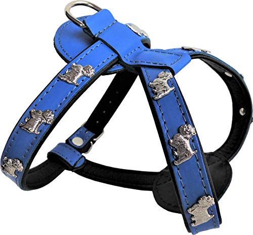 Unbekannt *Westie* HUNDEGESCHIRR - Geschirr, Brustkorb 41-47cm oder 50-56cm Echt Leder- BLAU (Brustkorb 41-47cm) von Unbekannt