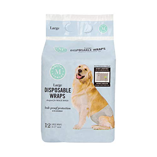 Martha Stewart for Pets Einweg-Hundewindeln für männliche Hunde, Größe L, 45,7-68,6 cm Taille, Einweg-Hundewindeln für männliche Hunde, auslaufsicher und saugfähig, große Hunde, Grau, 1,12 Stück von Martha Stewart for Pets