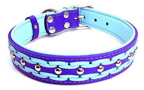 Unbekannt Sulla Echtleder gepolstertert Handmade Hundehalsband in modischen Farben geflochten M/L/XL/XXL von Unbekannt