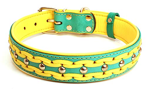 Unbekannt Sulla Echtleder gepolstertert Handmade Hundehalsband in modischen Farben geflochten M/L/XL/XXL von Unbekannt