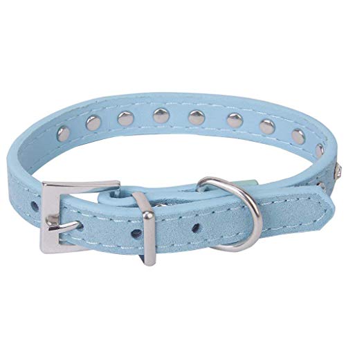 Verstellbares Halsband aus Kunstleder und Strass für Hunde / Katzen XS, Blau kreativ und nützlich von Unbekannt