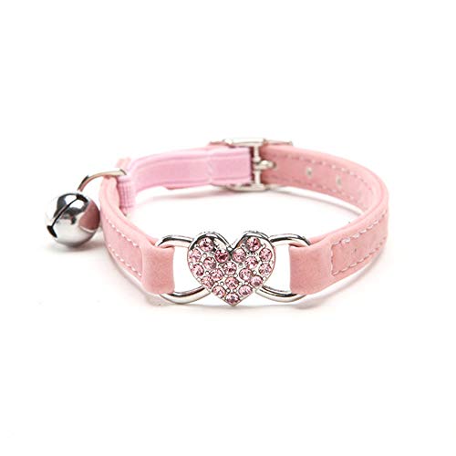 Verstellbares Halsband in Herzform für Katzen mit Glöckchen für Katzen und Kätzchen (rosa), praktisch und praktisch von Unbekannt