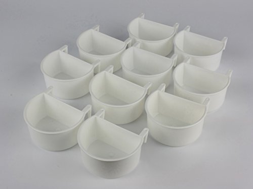 Weiß Kunststoff D Cup Omlet Feeder x 10 mit Haken für Käfig vorne oder Voliere Mesh von Unbekannt