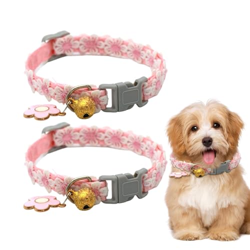 Cat Collar Breakaway, Adjustable Puppy Collar Bell, Soft Buckle Pet Collars, 2 Pack, Outdoor Walking, Traveling, Training, for Daily Walks, and Travel, 35cm Pink Light Blue von Ungtyb