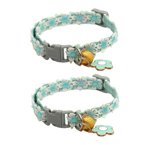 Cat Collar Breakaway, Adjustable Puppy Collar Bell, Soft Buckle Pet Collars, 2 Pack, Outdoor Walking, Traveling, Training, for Daily Walks, and Travel, 35cm Pink Light Blue von Ungtyb