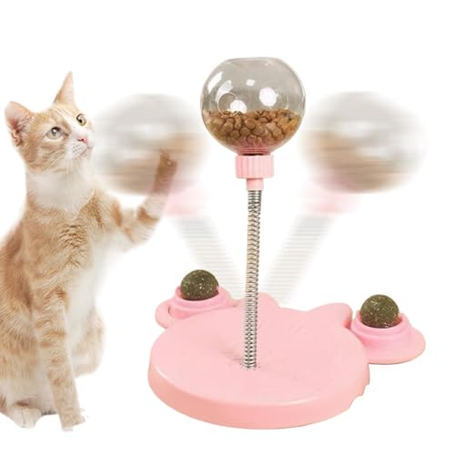 Cat Treat Ball, Interactive Treat Dispenser, Food Puzzle Feeder, Slow Eating Toy, Catnip Infused, for Indoor Cats and Small Dogs, 17x21x24.5cm 200g Pink Blue von Ungtyb