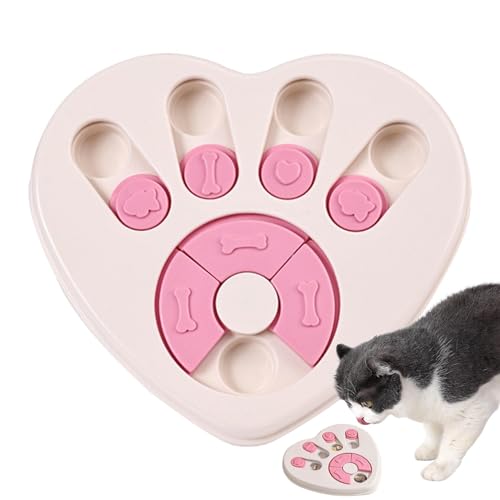 Heart Shape Dog Bowl, Anti Choking Puzzle Feeders, Interactive Slow Feeding Dog and Cat Bowls, Puzzle Pets Feeder Bowl 10.55x9.45x1.26 for Dogs and Cats (White, Pink) von Ungtyb