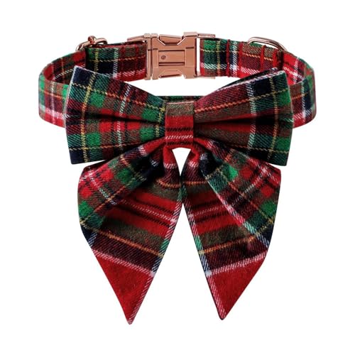 Holiday Dog Collars, Adjustable Dog Bow Tie, Plaid Dog Collar, Bowknot Pet Collars, Quick Release Dog Collar, Puppy Bow Tie Halsband, Niedliches Hundehalsband für Holiday Occasions von Ungtyb