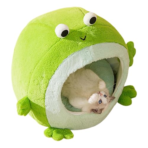 Katzenbett Höhle Froschform Katzenbett Indoor Katzennest Cartoon Plüsch Kissen Mit Isolierter Struktur Für Indoor Katzen Und Kleine Hunde (1PCS) von Ungtyb