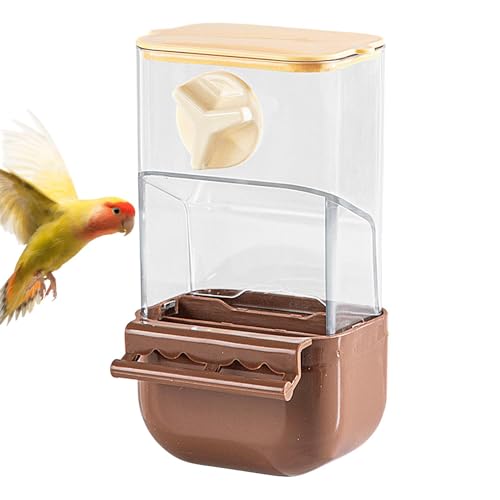 Parrot Feeder, Automatic Food Dispenser, Large Capacity Seed Holder, Husks Separation Design, With Perch Ständer, for Outdoor Garden Birds, 18x9.3x9.2cm 200g Brown von Ungtyb