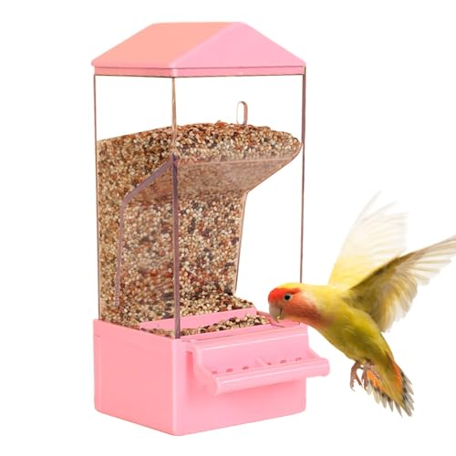 Smart Parakeet Feeder, Large Clear Food Dispenser, Anti-Spill Automatic Feeding Container with a Sturdy Clip or Screw Mechanism for Birds and Small Pets, 8.27x3.54 Inches von Ungtyb