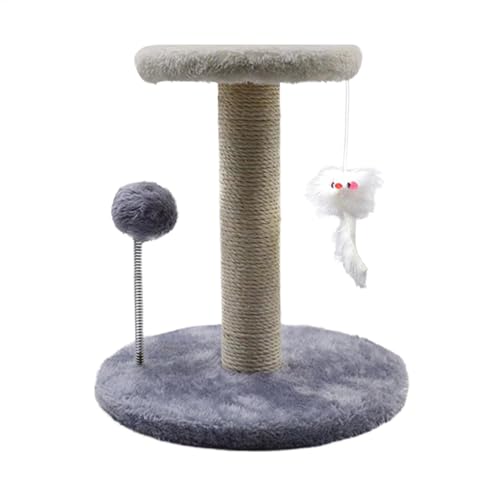 Stabiler Design Katzenbaum Turm, Katzenbaum mit Feder und Federball, interaktives Katzenkratzspielzeug, lustige Katzen Kratzbaum mit Spielzeug, 10,24x10,24x11,02 Zoll für Innen, Katzen, Kätzchen von Ungtyb