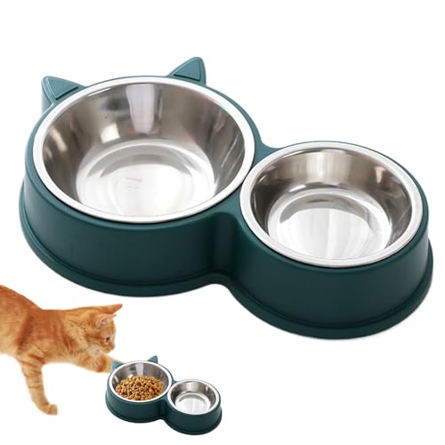 Stainless Steel Cat Bowls, Anti-Slip Cat Ear Shape Dog Bowls, Water and Food Feeder, Thickened Puppy Licking Toys, Pet Supplies, Spill-Proof, Prevent Tipping, 11.81x5.51 Inches von Ungtyb