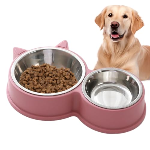 Stainless Steel Cat Bowls, Anti-Slip Cat Ear Shape Dog Bowls, Water and Food Feeder, Thickened Puppy Licking Toys, Pet Supplies, Spill-Proof, Prevent Tipping, 11.81x5.51 Inches von Ungtyb