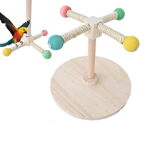 Tabletop Bird Perch, Paw Grinding Pole, Wooden Parrot Stand, Parakeet Perch Stand with Portable and Versatile Use for Training or Bonding Time, 7.87x8.66x9.45 Inches von Ungtyb