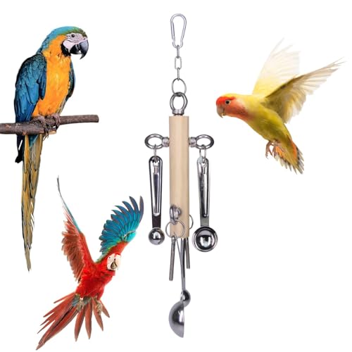 Ungtyb Caique Chew Toys, Educational Parrot Toys, Hangable Cockatiel Toys, Puzzle Toys for Birds, Interactive Pull Spoon Toys for Cockatiels, African Grey Parrots, and Conures, Designed as hangable von Ungtyb