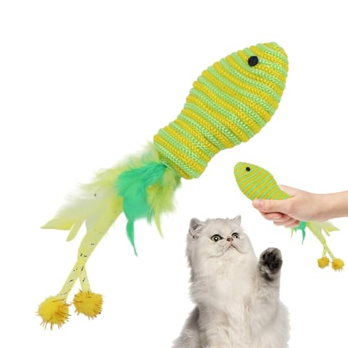 Ungtyb Fish Toys for Cats, Interactive Feather Teaser, Colorful Entertainment Accessories with Eye-Catching Feathers Keeping Cats Entertained for Exercising and Playing, 7.48 Inches von Ungtyb