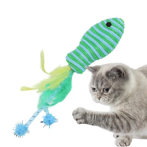 Ungtyb Fish Toys for Cats, Interactive Feather Teaser, Colorful Entertainment Accessories with Eye-Catching Feathers Keeping Cats Entertained for Exercising and Playing, 7.48 Inches von Ungtyb