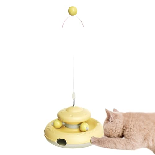 Ungtyb Katzenspielzeug Mit Rutschfester Basis, Interaktives Spielzeug Für Katzen, Mehrzweck-Trackball, Ansprechender Ball, Haustier-Teaser, Katzen-Track-Spielzeug 7,05 X 7,05 X 15,35 Zoll Für Katzen von Ungtyb