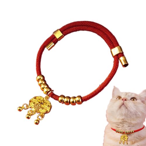 Ungtyb Longevity Lock Dog Collar, Cat Collar Pet Neck Decor, Lucky Red New Year Collar, Red Dog Collar, Lucky Red Chinese New Year pet collar featuring a decorative longevity lock, designed to provide von Ungtyb