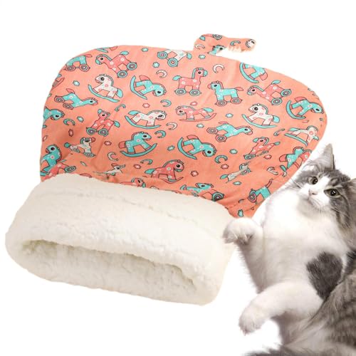 Ungtyb Niedliches Design Katzenschlafsack, warmes Plüsch-Katzenbett, halbgeschlossenes Katzenbett, dekoratives Katzenbett, 35 x 30 x 6 cm, für Winter, kaltes Wetter, Zuhause, Wohnzimmer, Schlafzimmer, von Ungtyb