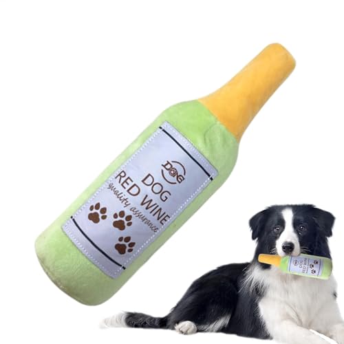 Ungtyb Plush Squeaky Dog Toys, Beer Bottle Shaped Chew Toy, Soft Stuffed Puppy Teething Squeakers, Interactive Pet Supplies for Small, Medium, Large Dogs, Fun Playtime, 11.02 Inches von Ungtyb