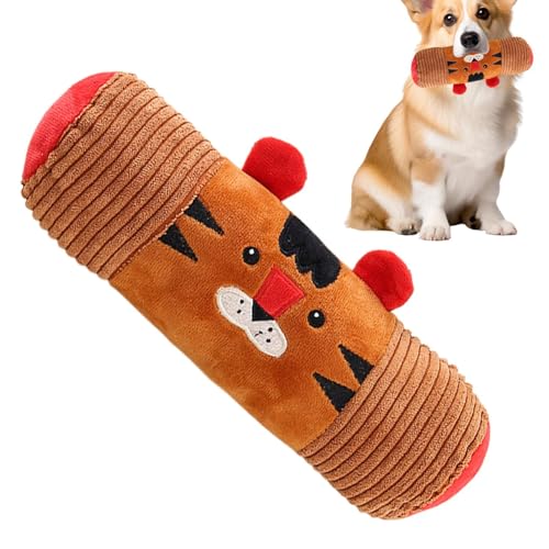 Ungtyb Soft Squeaky Tiger Plush Chew Toy, Interactive Rope Tug Toy for Dogs, Teeth Cleaning Pet Play Toy, Stress Reliever for Small Medium Large Breeds, Home Training, 9.84x3.15 Inches von Ungtyb