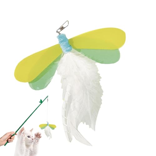 Ungtyb Versatile Cat Toys Feather, Interactive Dragonfly Cat Teaser, Kitten Feather Stick, Interactive Cat Toy with Durable and Safe Design for Home Entertainment and Bonding (1 Piece) von Ungtyb