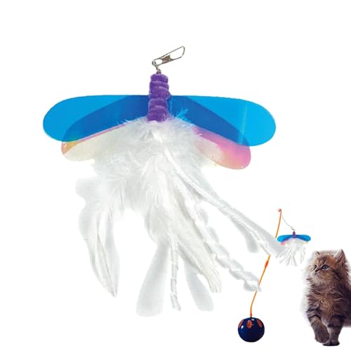 Ungtyb Versatile Cat Toys Feather, Interactive Dragonfly Cat Teaser, Kitten Feather Stick, Interactive Cat Toy with Durable and Safe Design for Home Entertainment and Bonding (1 Piece) von Ungtyb