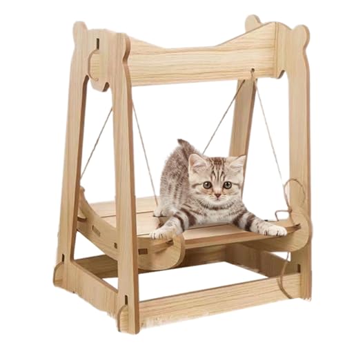 Ungtyb Wooden Cat Hammock Swing, Cozy Pet Hammock Swing, Comfortable Indoor Cat Hammocks, Indoor Cat Lounge Beds 15.35 X 11.42 X 19.49 for for Cats, Dog, Kitten and Small Animal von Ungtyb