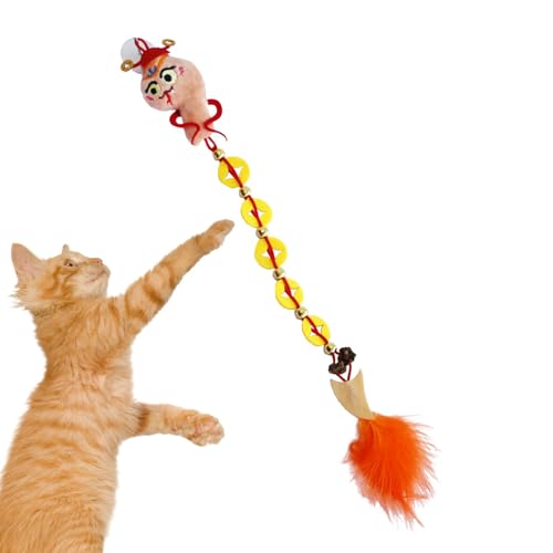 Ungtyb es:Interactive Cat Feather Toys, Hangable Cat Door Feather Teaser, Interactive Catcher Wand, Enrichment Toys for Indoor Cats, Teasing and Playing Cat Toy Interactive Cat Teaser Wand von Ungtyb