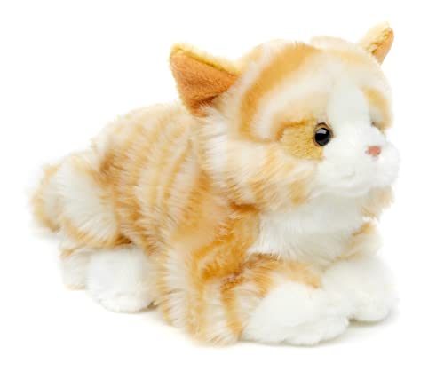 Katze mit Stimme (braun-weiß), liegend - 20 cm (Länge) - Plüsch-Kätzchen - Plüschtier, Kuscheltier von Uni-Toys