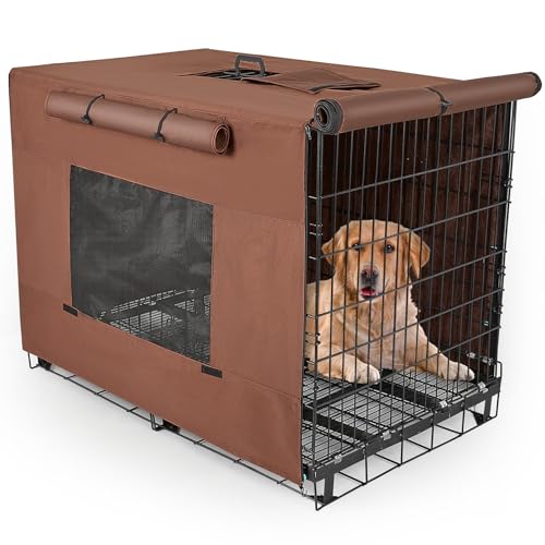 Hundekäfig-Abdeckung, 61 cm, verdickte Hundehüttenabdeckung, winddicht, Welpenkäfigabdeckungen mit Netzfenstern auf beiden Seiten, tragbare Kistenabdeckungen für Hundekäfige, geeignet für den Innen- von Unicorn Catcher