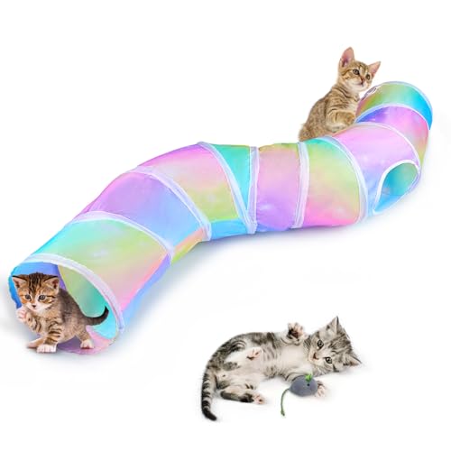 Katzentunnel für Indoor-Katzen S-Form Katzentunnel Haltbare Katzenspielzeuge Faltbare Katzenröhre mit Mausspielzeug Lustige Katzensachen von Unicorn Catcher