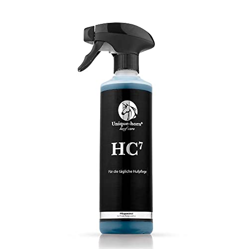 Unique-horn HC7-Spray 500ml | Gegen Strahlfäule und weiße Linie (WLD) | Schutz vor Bakterien und Pilzen | Tägliches Pflegespray zum Schutz Ihrer Hufe | Kraftvolle Zusammensetzung von Unique-horn