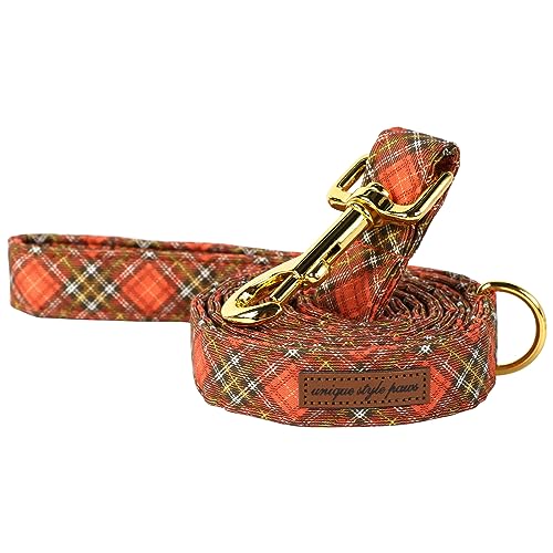 Unique Style Paws Hundehalsband aus Baumwolle mit Schleife Halloween Kürbis Plaid Hundehalsband mit Fliege für kleine, mittelgroße und große Hunde Haustiere Geschenke von Unique style paws