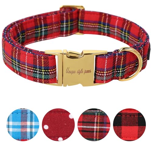 Unique style paws Hundehalsband, Haustiergeschenk, verstellbar, weich und bequem, kariert, für kleine, mittelgroße und große Hunde, Halsumfang 34,3–55,9 cm von Unique style paws