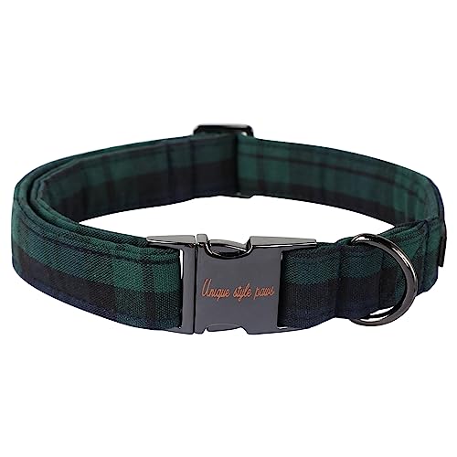 Unique style paws Hundehalsband, Haustiergeschenk, verstellbar, weich und bequem, kariert, für kleine, mittelgroße und große Hunde, Halsumfang 40,6–61 cm von Unique style paws