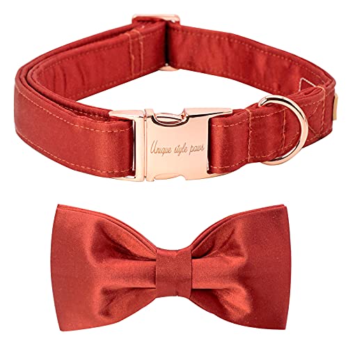 Unique style paws Hundehalsband, Weihnachtsseide Hundehalsband mit Schleife, weiche Fliege verstellbares Haustierhalsband Geschenk für weibliche oder männliche X-Large Hunde von Unique style paws