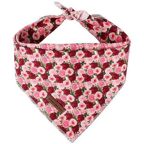 Unique style paws Hundeschal, Rot Rosa Pfingstrose Haustier Halstuch für Jungen und Mädchen, Durable Fabric Triangle Dog Scarfs, Bunte Pfingstrose Hund Halstuch für Mittlere und Große Hunde (Groß) von Unique style paws