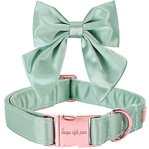 Unique style paws Silk Green Color Hundehalsband Einstellbare Durable Hundehalsband mit Schleife Hochzeit Bowtie Halsband für X-Large Hunde von Unique style paws