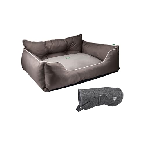 United Colors of Benetton Haustierbett | Farbe Braun | Maße 50 x 40 x 18 cm | ergonomisches Bett für mittelgroße Hunde | maschinenwaschbarer Bezug | und Mantel für Haustiere 25 cm, schwarz von United Colors of Benetton